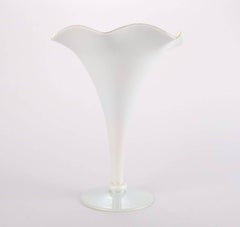 Antique & Fine Steuben Gold Aurene over Calcite Ruffled Rim Fluted Trumpet Vase