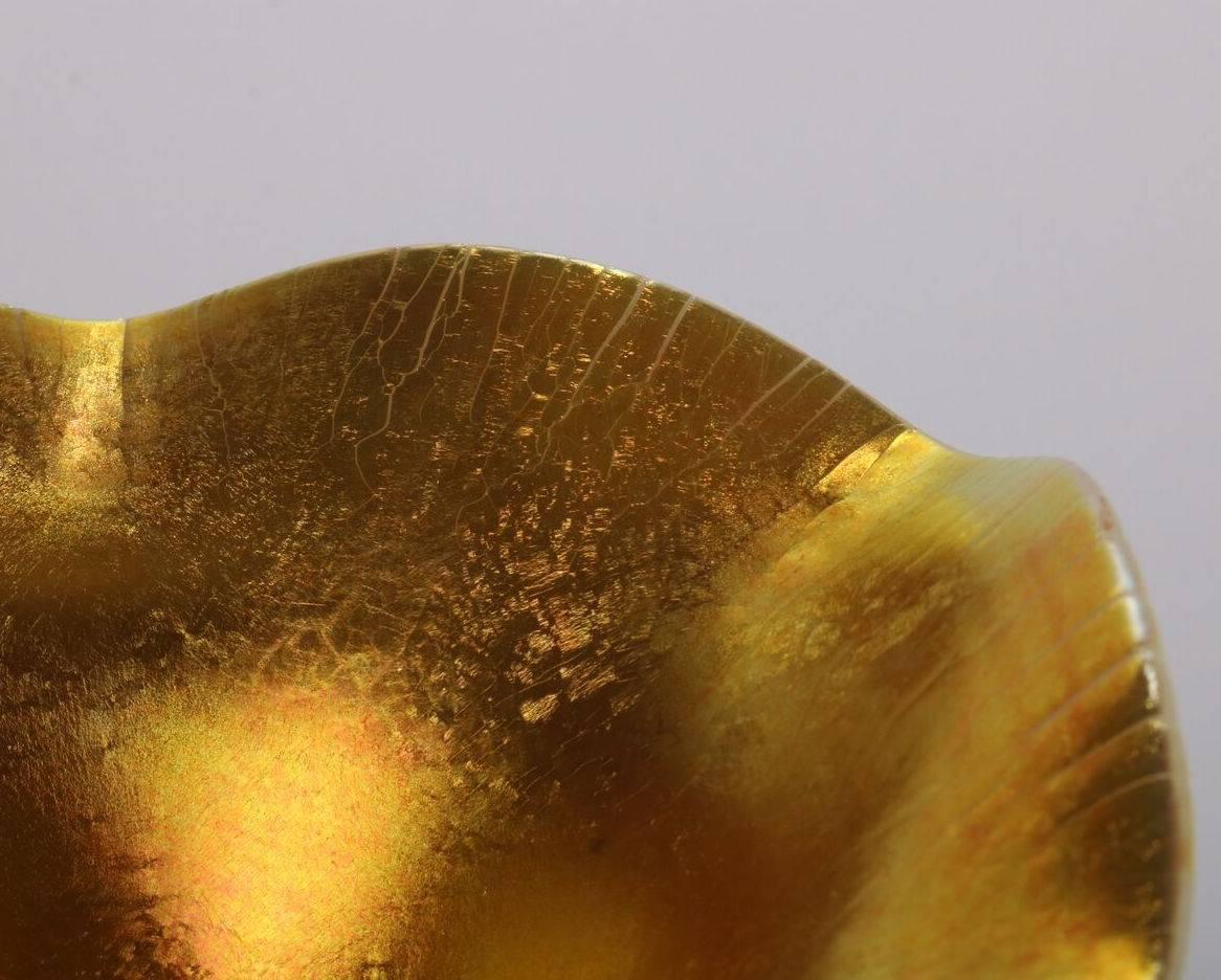 Antique & Fine Steuben Gold Aurene over Calcite Ruffled Rim Fluted Trumpet Vase 2