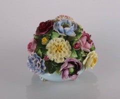 English Royal Adderley Hand-Painted & Gilt Bone China Floral Bouquet, circa 1950