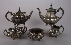 Antique Sterling Silver Reed and Barton Hampton Court Five-Piece Tea Set