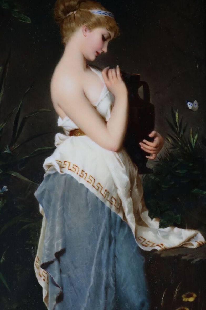Antique Neoclassical KPM Hand-Painted Porcelain Plaque of Woman, 19th Century In Good Condition In Big Flats, NY