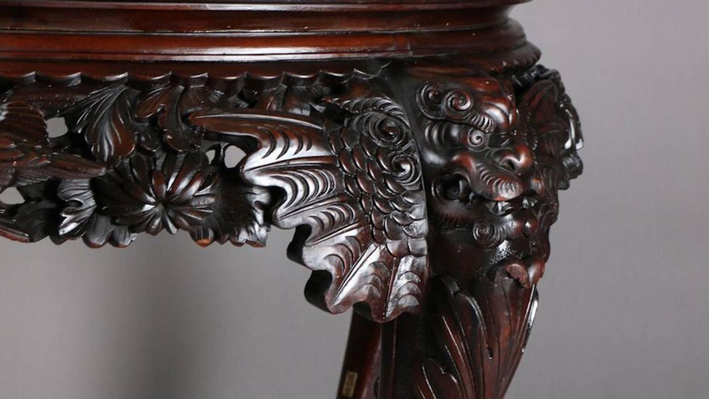19th Century Antique Chinese Heavily Carved and Pierced Figural Hardwood Centre Table