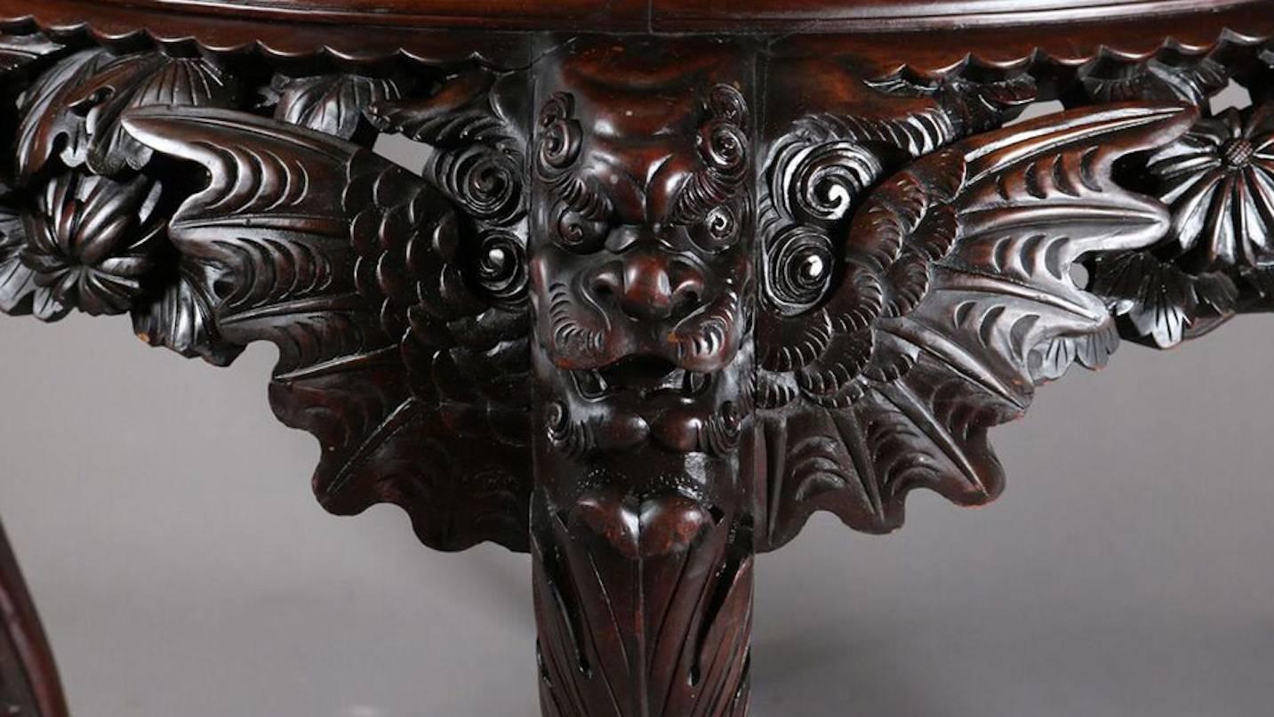 Hand-Crafted Antique Chinese Heavily Carved and Pierced Figural Hardwood Centre Table