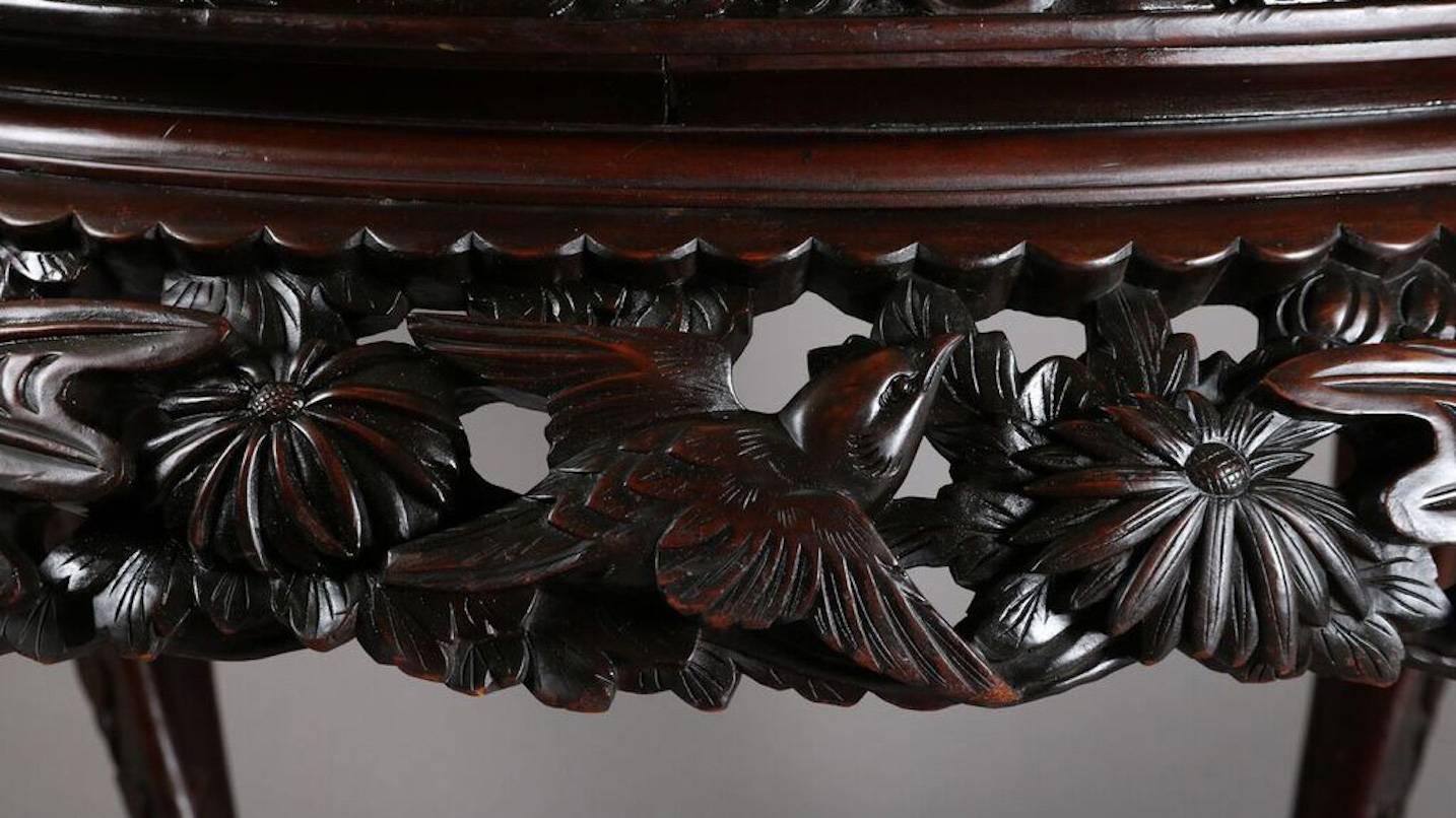 Antique Chinese Heavily Carved and Pierced Figural Hardwood Centre Table 1