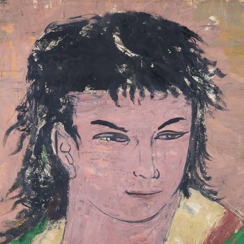 Vintage mixed-media painting of young Asian man signed Glecin, 20th century

Measures: fr: 29" H x 23" W x 1.5" D, los: 23.5" H x 18" W.