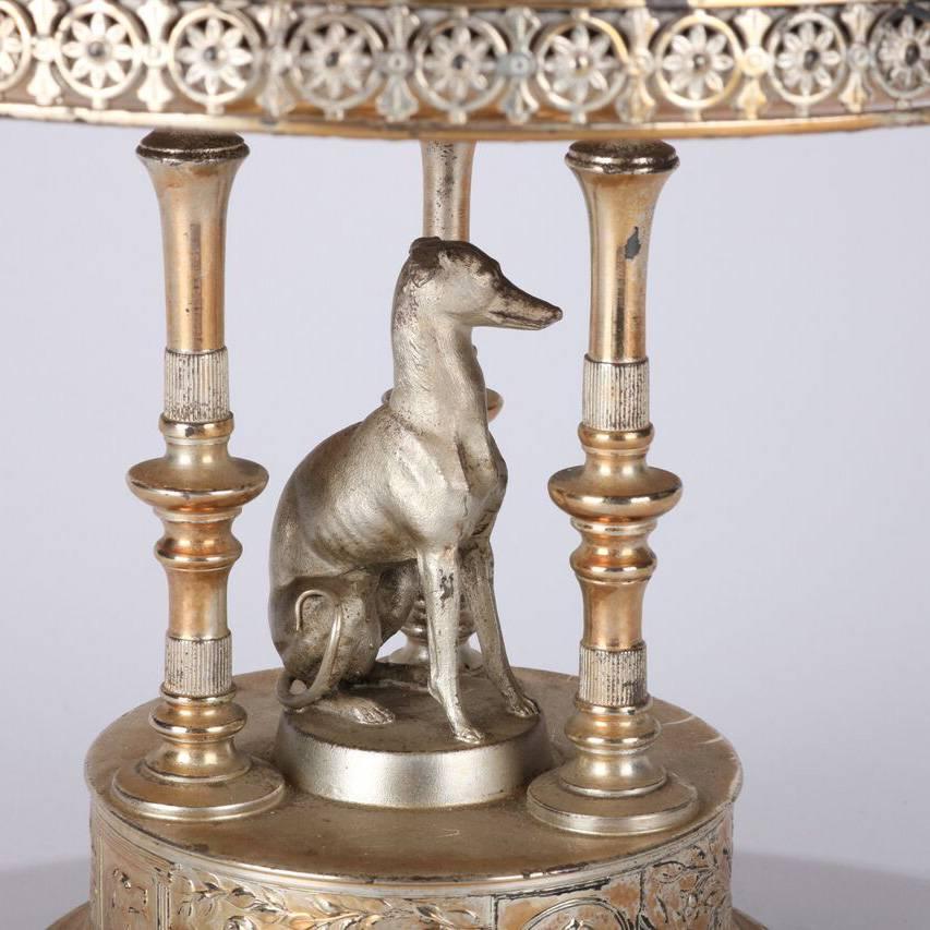 Antique Stand Steuben Rosaline Bowl in Reed & Barton Silver Plate Whippet Stand 1