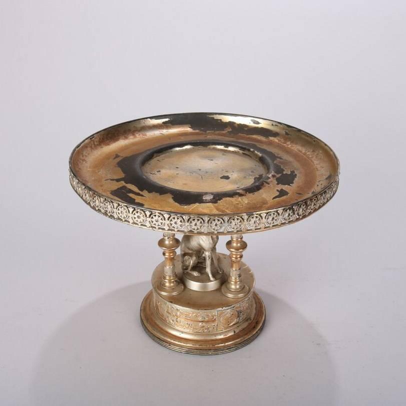 Antique Stand Steuben Rosaline Bowl in Reed & Barton Silver Plate Whippet Stand 2
