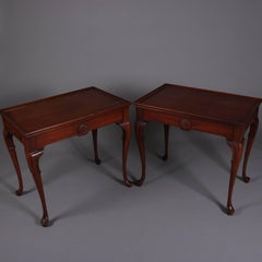 Pair of Queen Anne Style Kittinger School Mahogany Tea Tables with Candle Slides