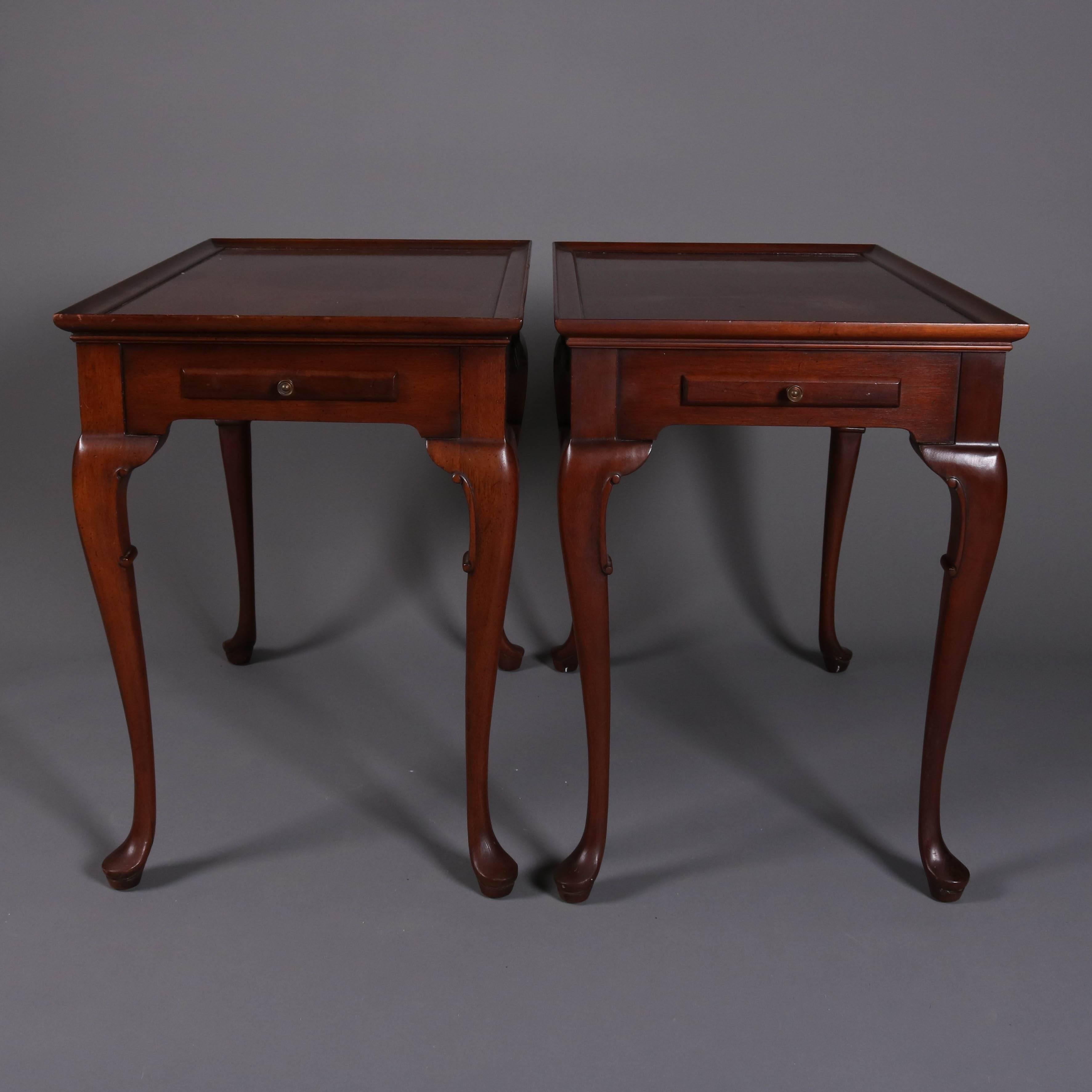 Pair of Queen Anne Style Kittinger School Mahogany Tea Tables with Candle Slides In Good Condition In Big Flats, NY