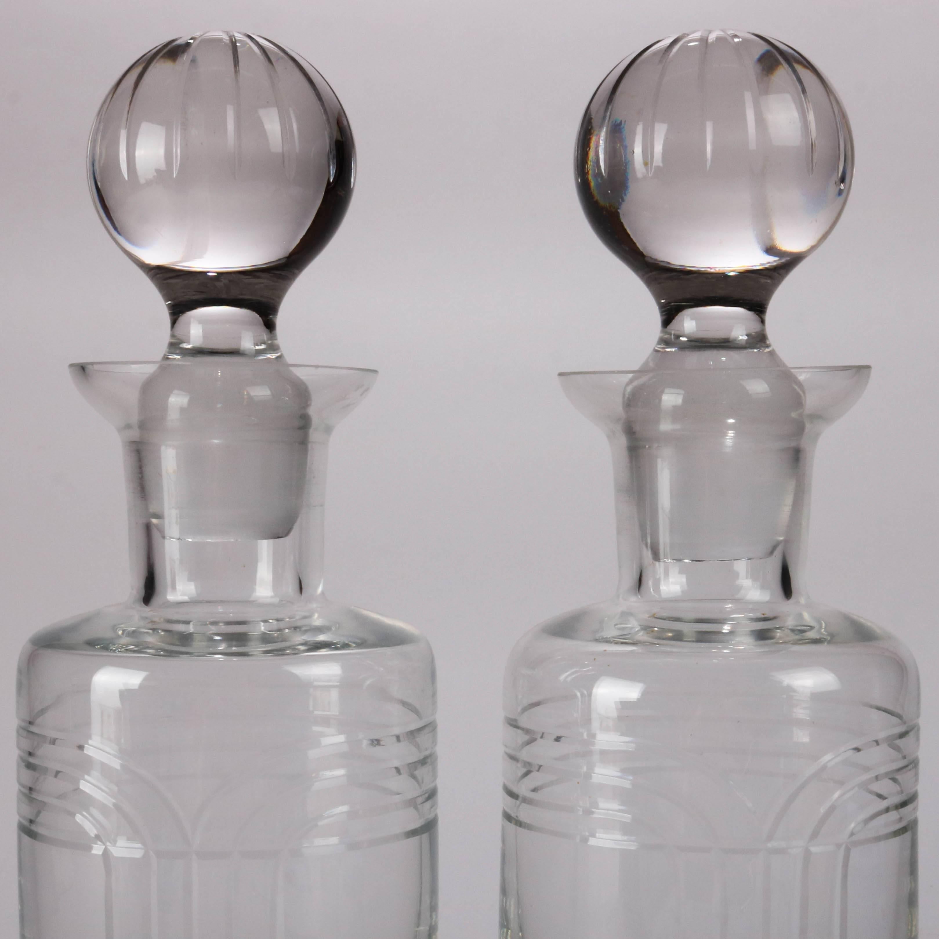 Pair of Vintage French Baccarat School Crystal Decanters with Stoppers In Good Condition In Big Flats, NY