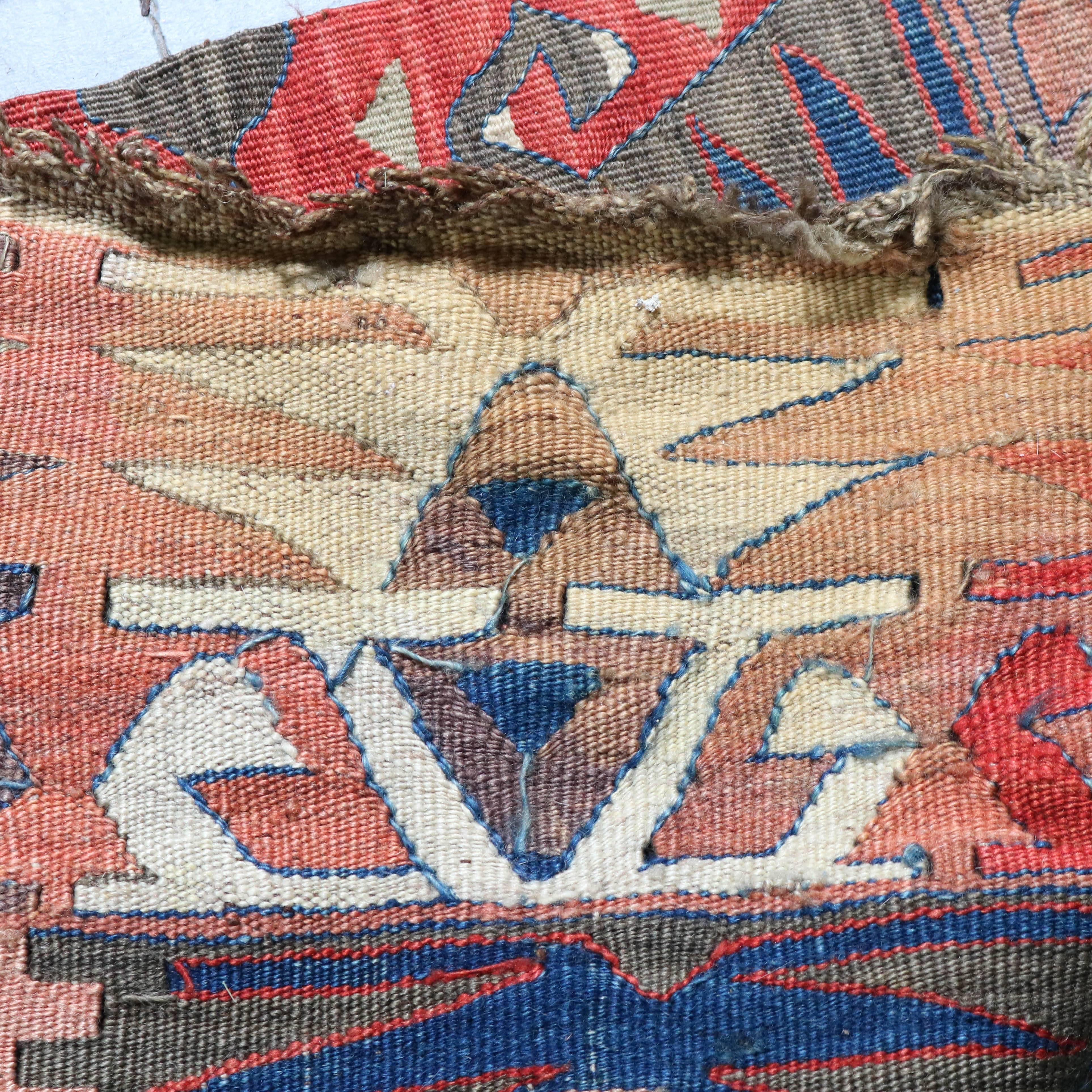 Antique Kilim Flat-Weave Long Tribal Oriental Rug 'Two Panels' 2