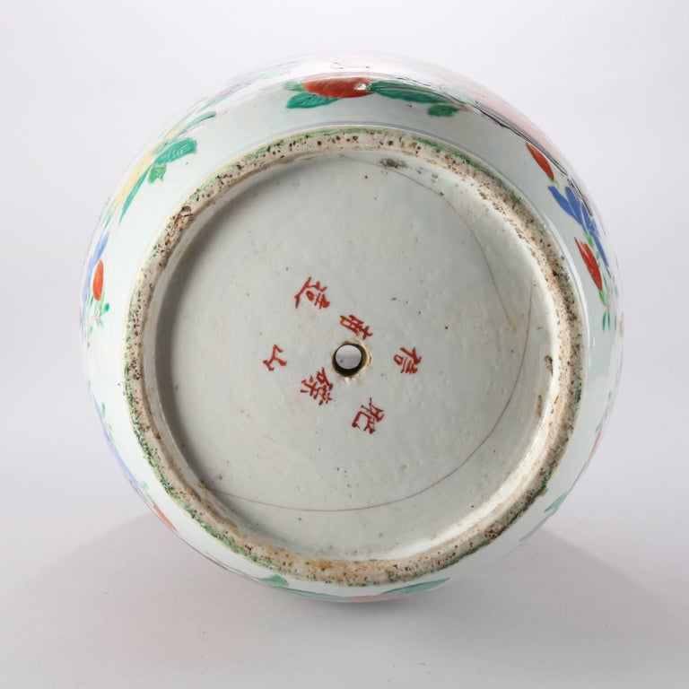 Antique Japanese Hand Enameled Imari Porcelain Floor Vase Chop Marks at 1stDibs