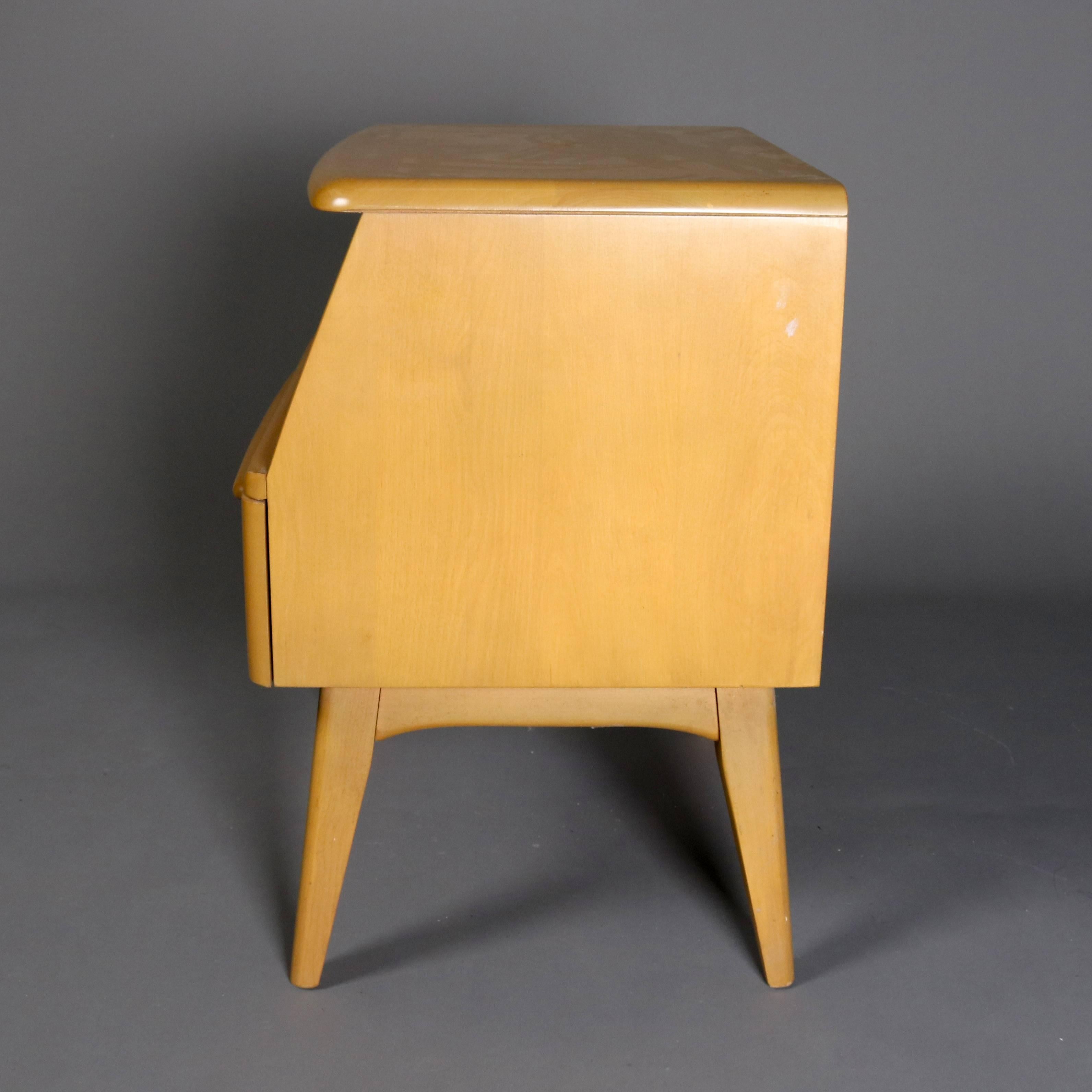 Pair of Mid-Century Modern Heywood Wakefield Single Drawer End Tables In Good Condition In Big Flats, NY