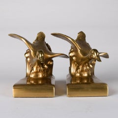 Pair of Brass-Plated Flying Geese Bookends by Jennings Brothers