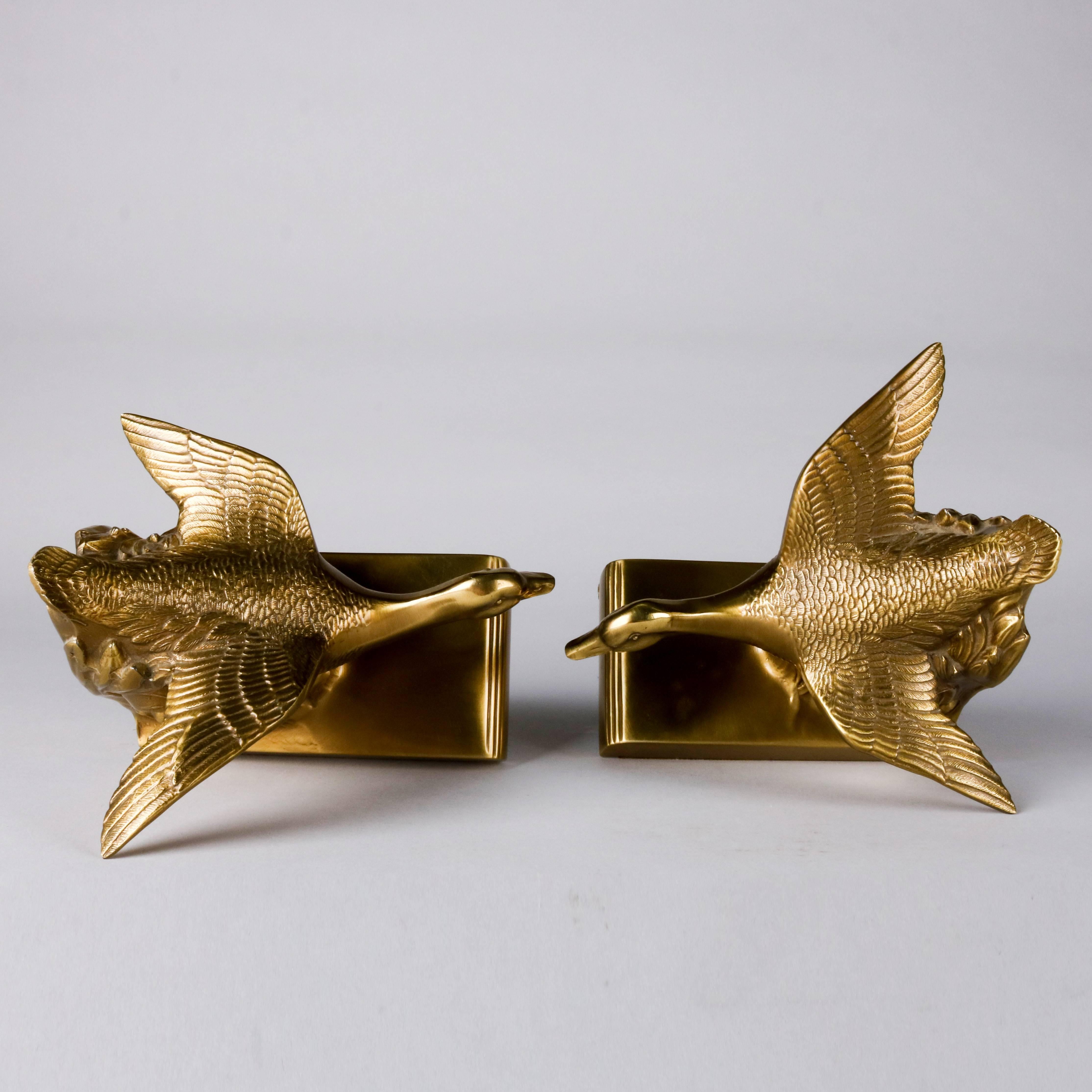 Pair of Brass-Plated Flying Geese Bookends by Jennings Brothers 3
