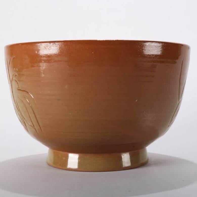 American Mid-Century Modern Hand-Thrown Studio Pottery Bird Bowl by Randy Webb For Sale