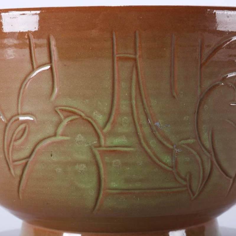 Glazed Mid-Century Modern Hand-Thrown Studio Pottery Bird Bowl by Randy Webb For Sale
