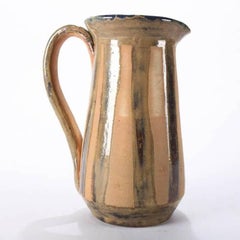 Mid-Century Modern Hand-Thrown and Glazed Studio Pottery Pitcher