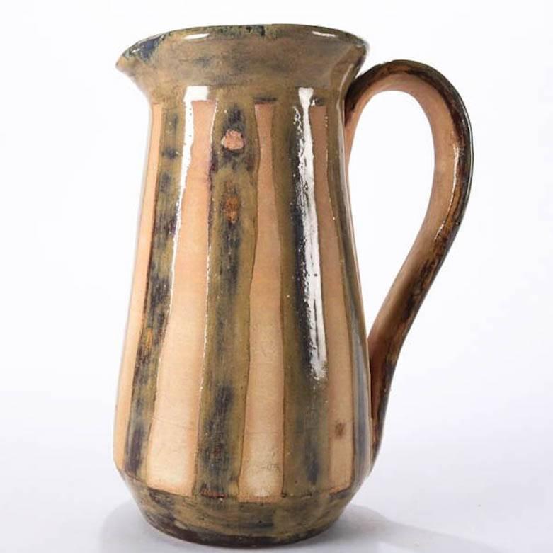 American Mid-Century Modern Hand-Thrown and Glazed Studio Pottery Pitcher For Sale