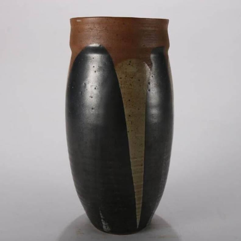 Arts and Crafts Mid-Century Modern Hand-Thrown Studio Pottery Tall Vase