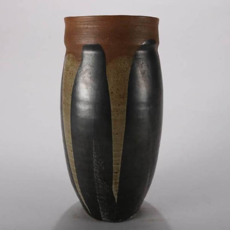 American Mid-Century Modern Hand-Thrown Studio Pottery Tall Vase