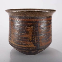 Mid-Century Modern Hand-Thrown & Salt Glaze Art Pottery Pot, Tribal Design