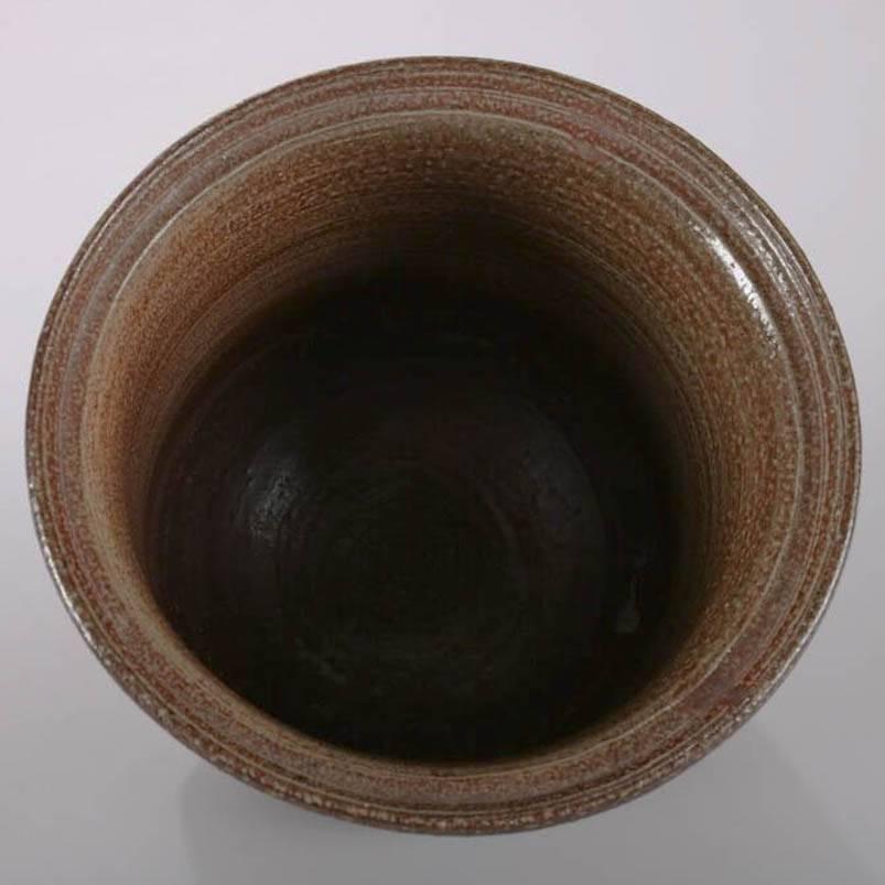 Glazed Mid-Century Modern Hand-Thrown & Salt Glaze Art Pottery Pot, Tribal Design