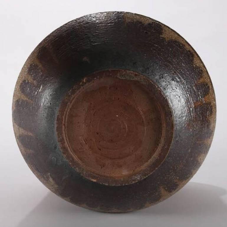 Mid-Century Modern Hand-Thrown & Salt Glaze Art Pottery Pot, Tribal Design In Good Condition In Big Flats, NY