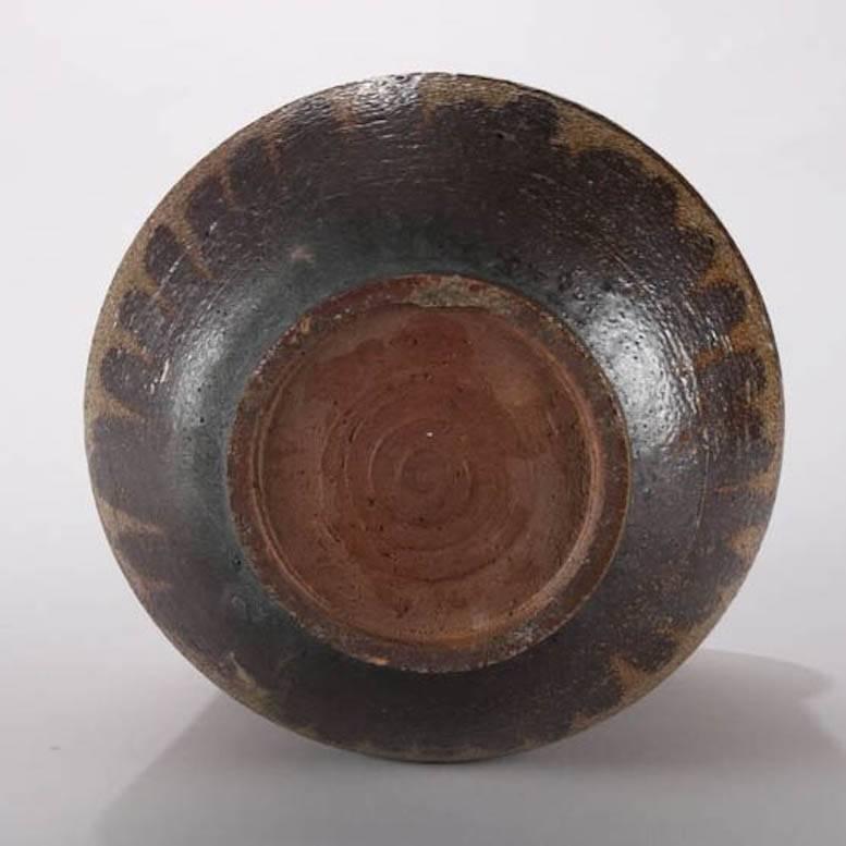 20th Century Mid-Century Modern Hand-Thrown & Salt Glaze Art Pottery Pot, Tribal Design