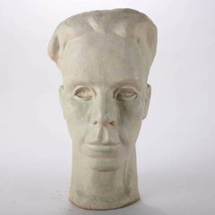 Mid-Century Modern Art Pottery Self Portrait Bust Sculpture by Randy Webb