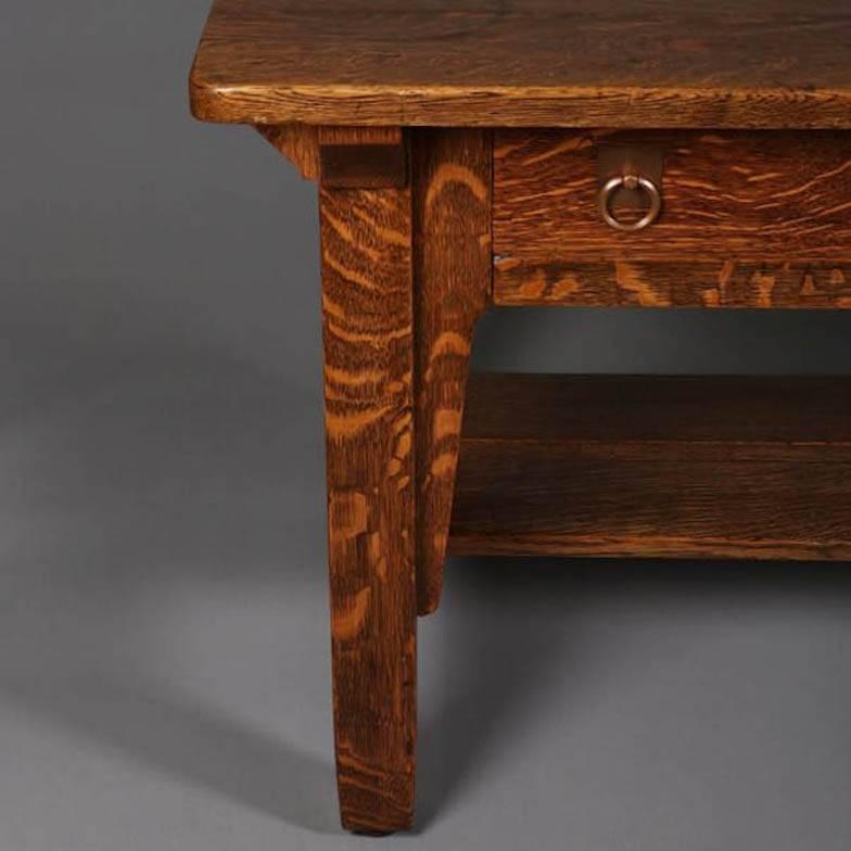 antique mission oak library table