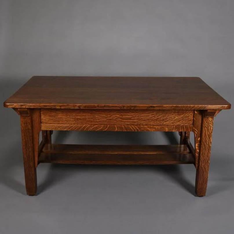 American Arts and Crafts Stickley Brother's Mission Oak Library Table, #2502, circa 1910