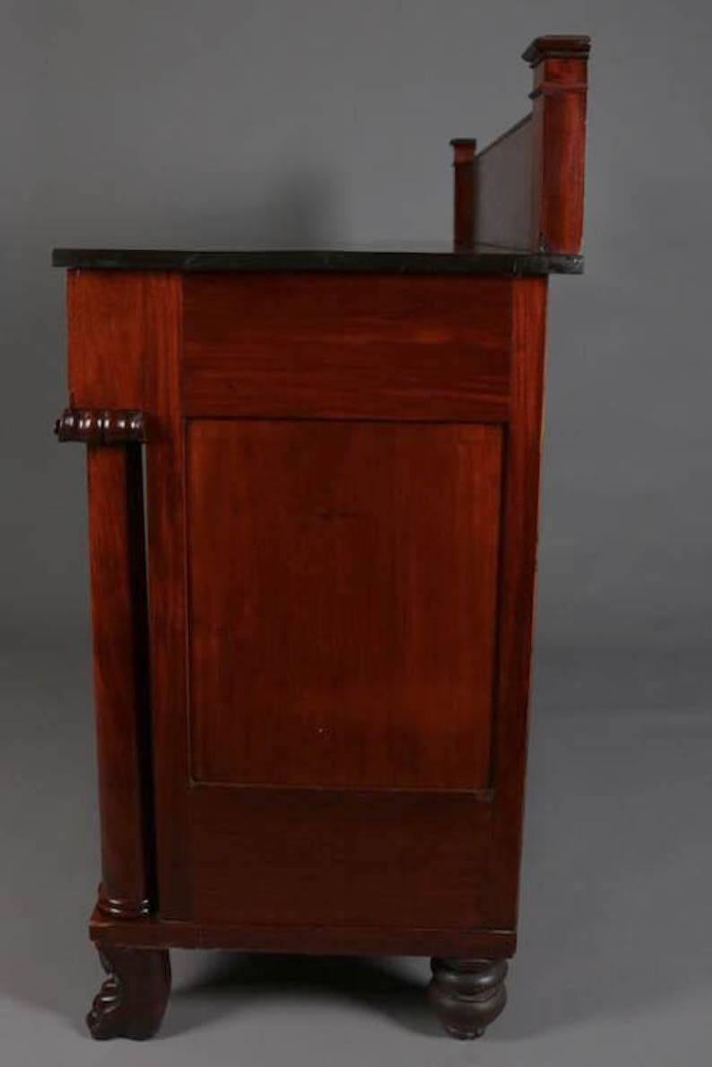 American Empire Carved and Bookmatched Flame Mahogany Sideboard, 19th Century 1