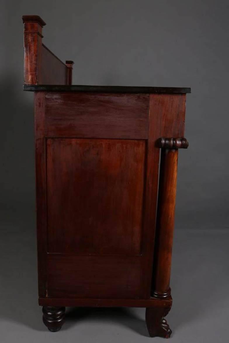 American Empire Carved and Bookmatched Flame Mahogany Sideboard, 19th Century 3