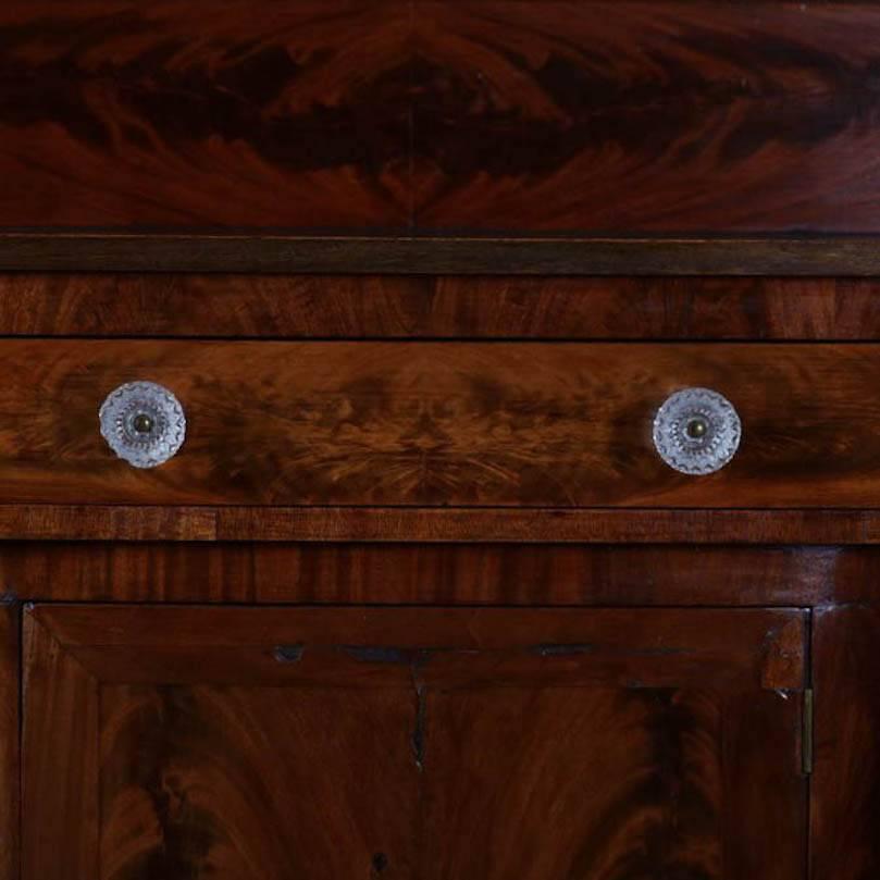 American Empire Carved and Bookmatched Flame Mahogany Sideboard, 19th Century 4