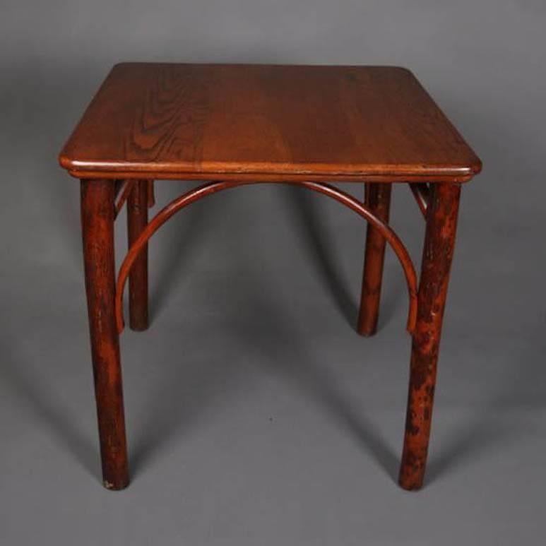 North American Antique Bentwood Old Hickory Adirondack Style Side Table, 19th Century