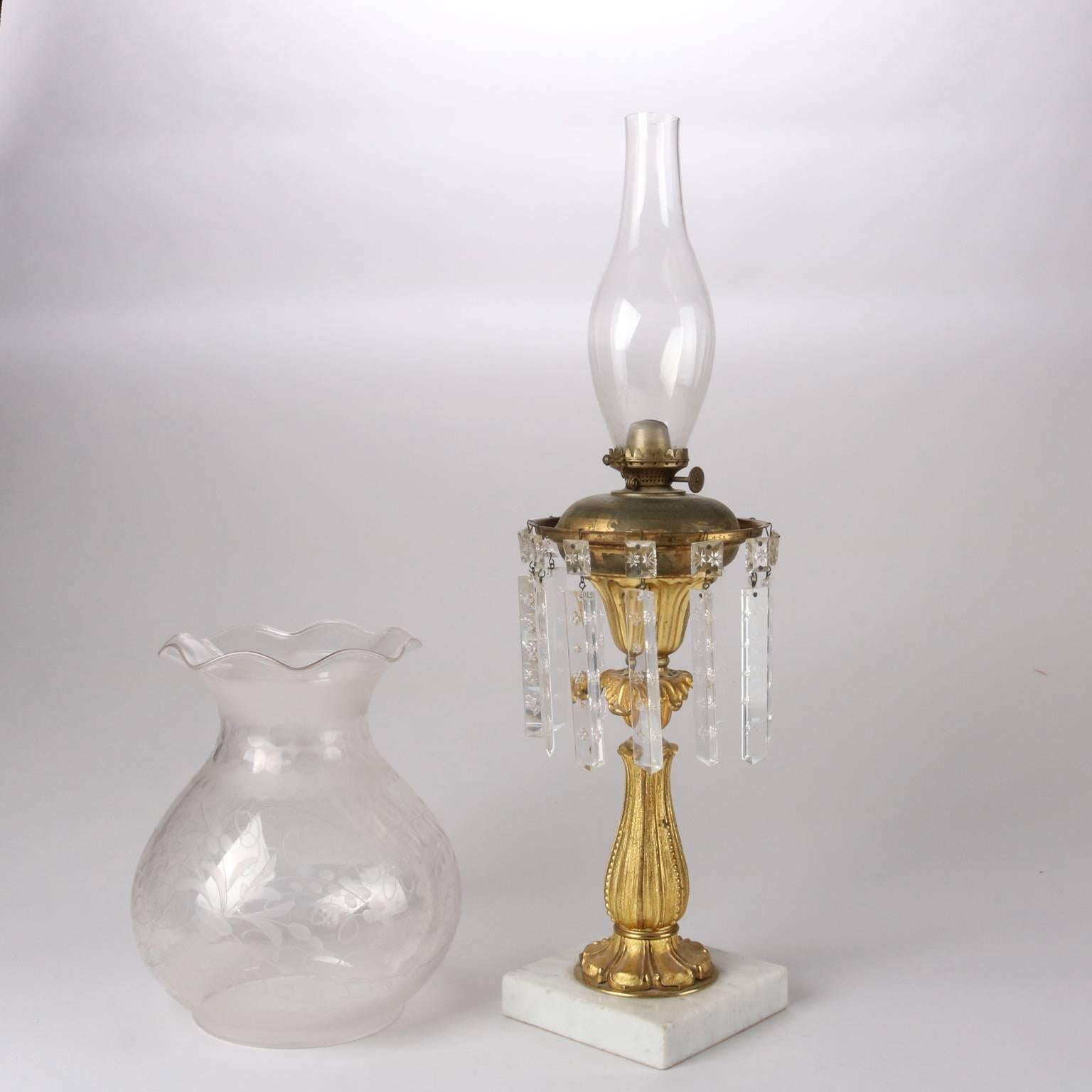 Antique Gilt Bronze & Marble Parker, Snow, Brooks & Co. Solar Lamp, 19th Century 2