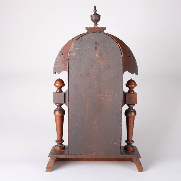 Antique Ingraham Mascot Walnut Figural Mantel Clock with Lion and Mask