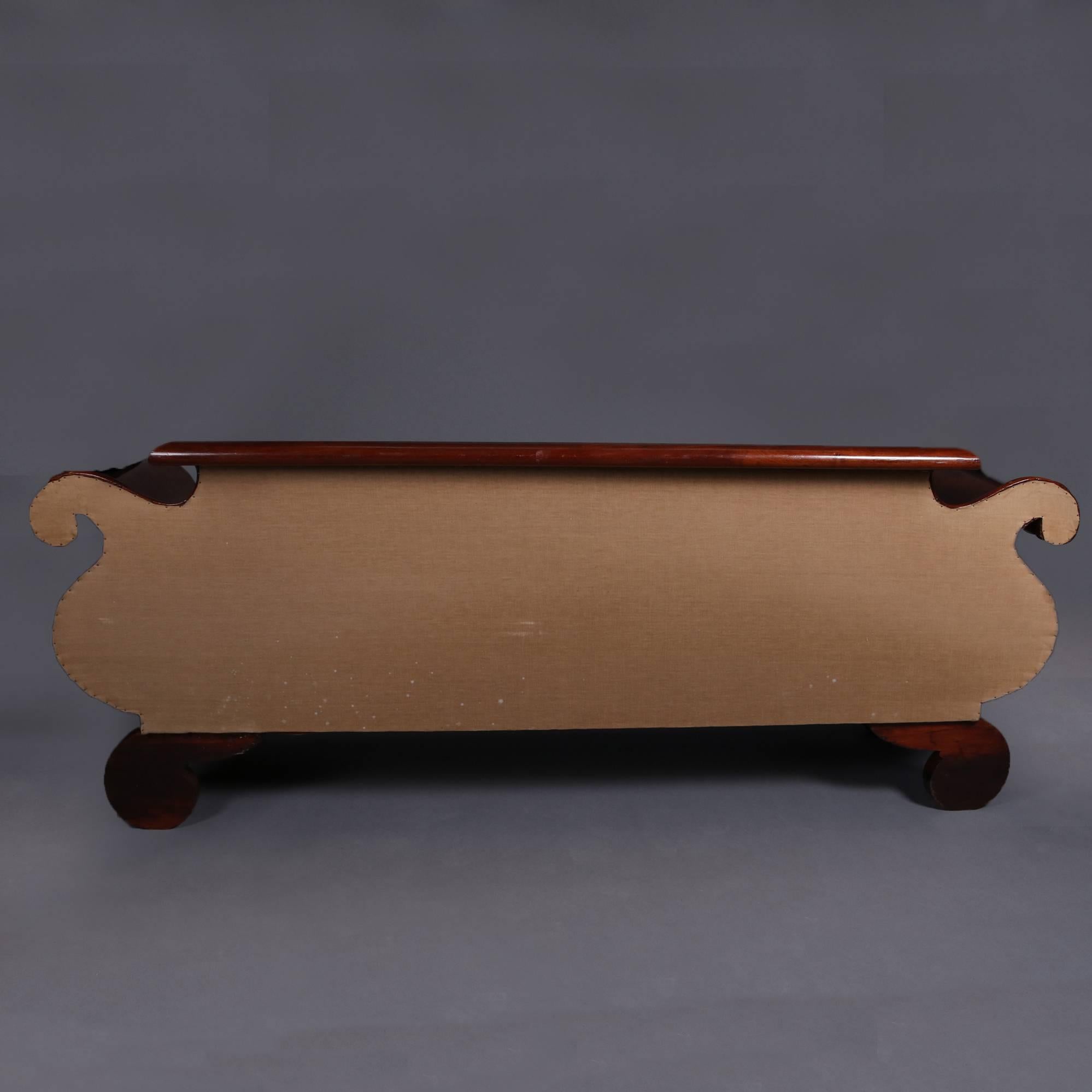 American Antique Joseph Meeks & Co. Flame Mahogany Classical Empire Sofa, 19th Century