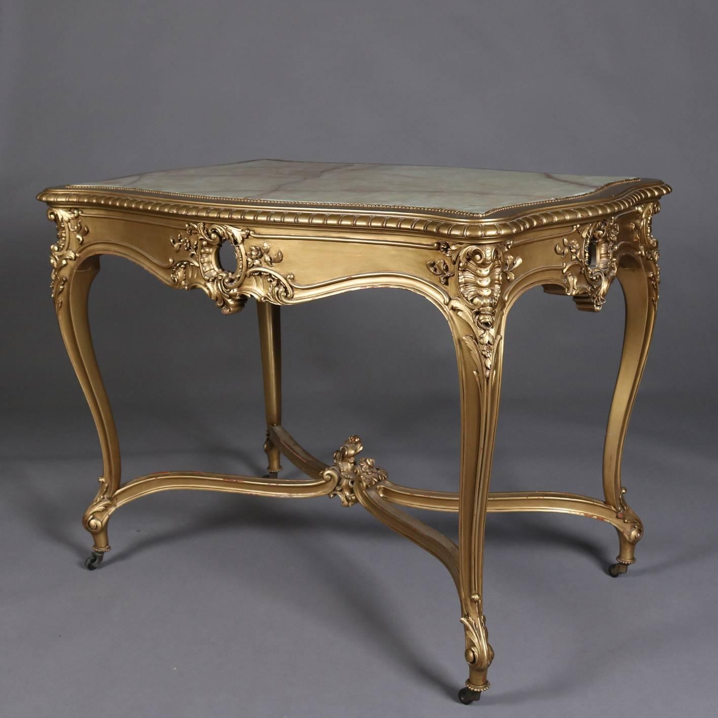 Antique French Louis XIV Giltwood and Onyx Centre Table, 19th Century 2