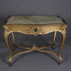 Antique French Louis XIV Giltwood and Onyx Centre Table, 19th Century