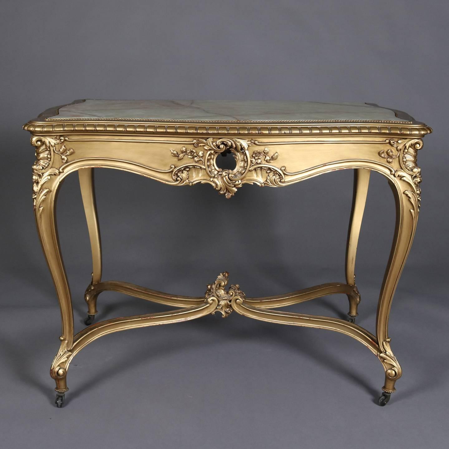 Antique French Louis XIV Giltwood and Onyx Centre Table, 19th Century In Good Condition In Big Flats, NY