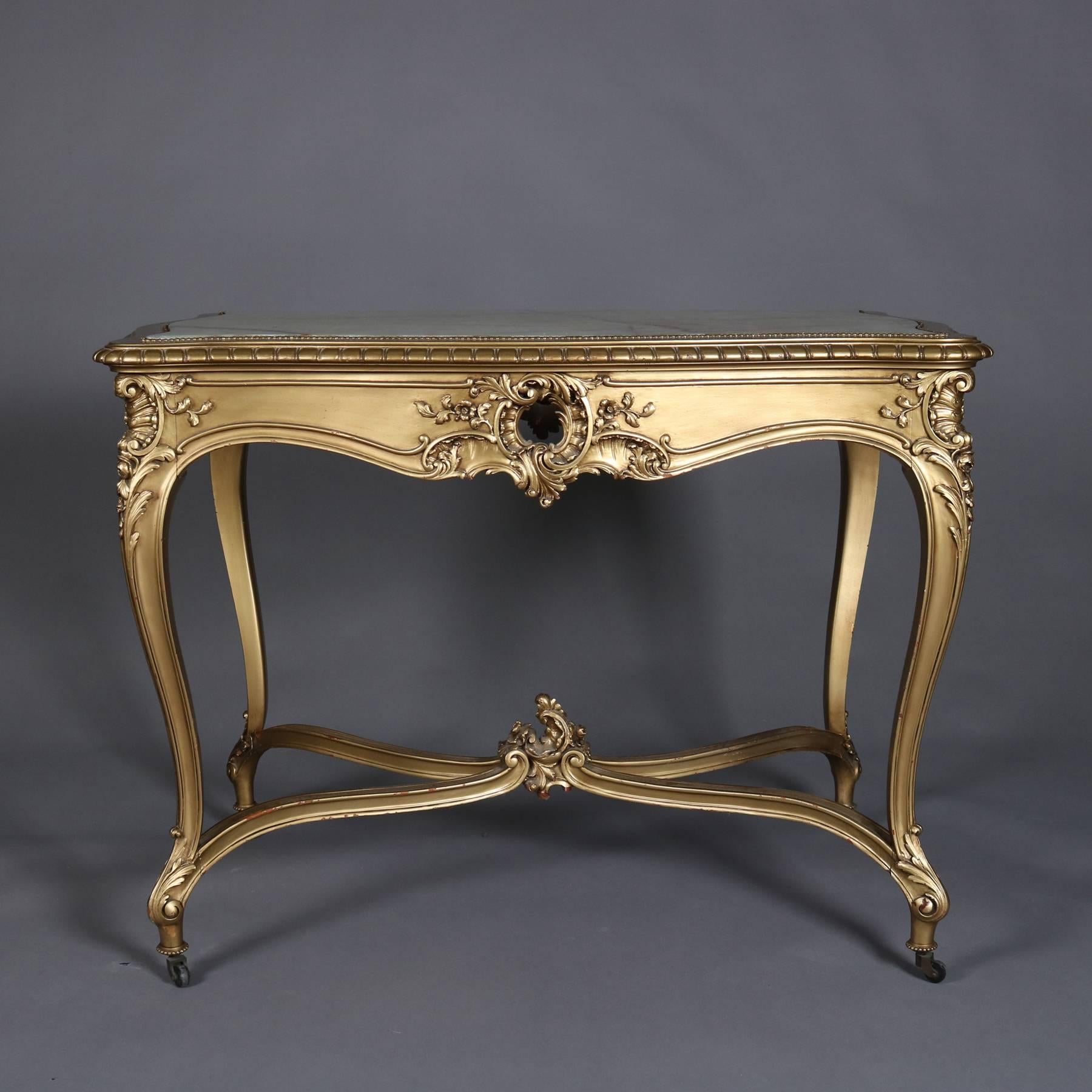 Antique French Louis XIV Giltwood and Onyx Centre Table, 19th Century 4