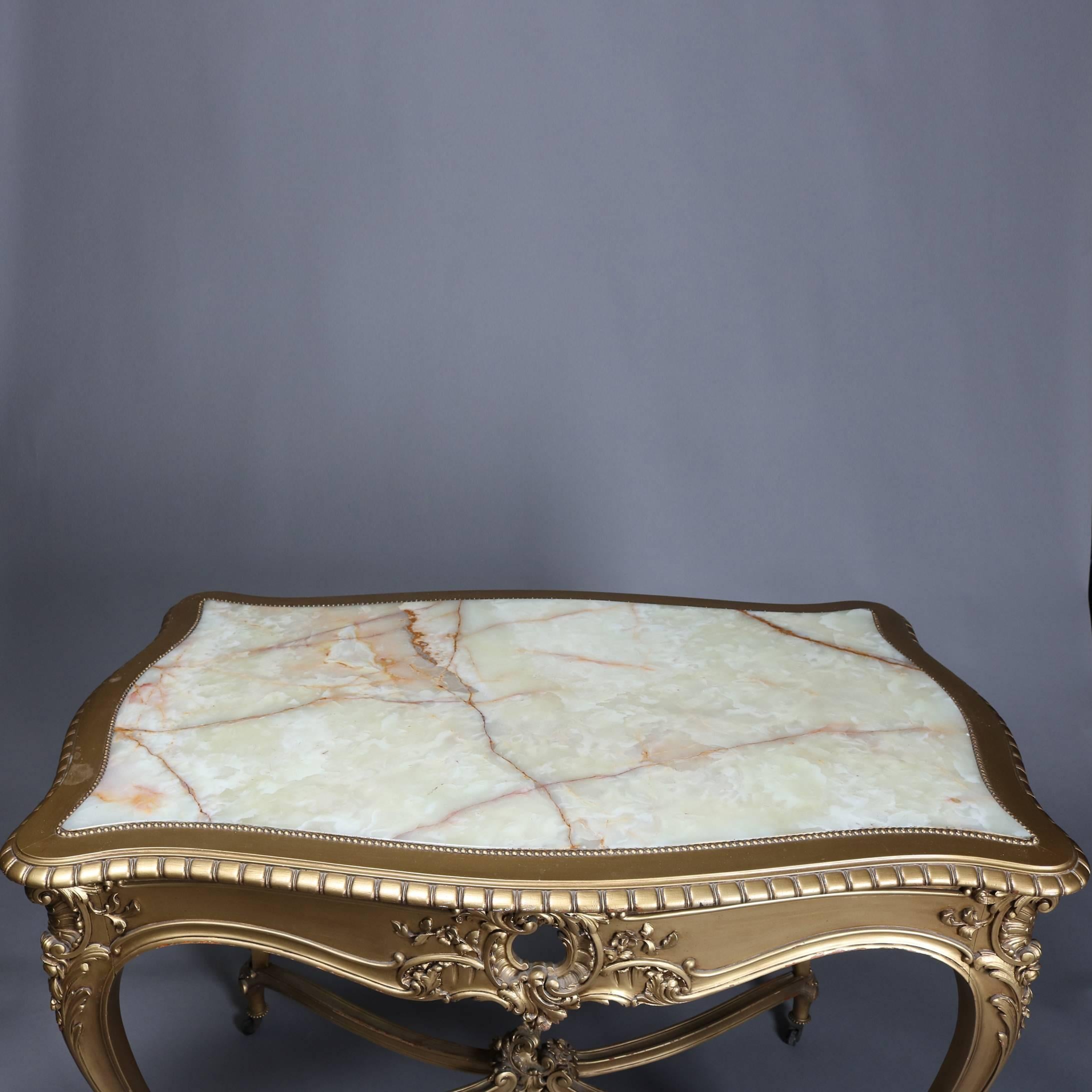 Antique French Louis XIV Giltwood and Onyx Centre Table, 19th Century 1