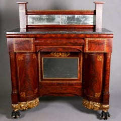 Antique Meeks Co. Classical Empire Flame Mahogany Pier Table Sideboard