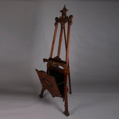 Antique Renaissance Revival Killian Brothers Ebonized Burled Walnut Easel