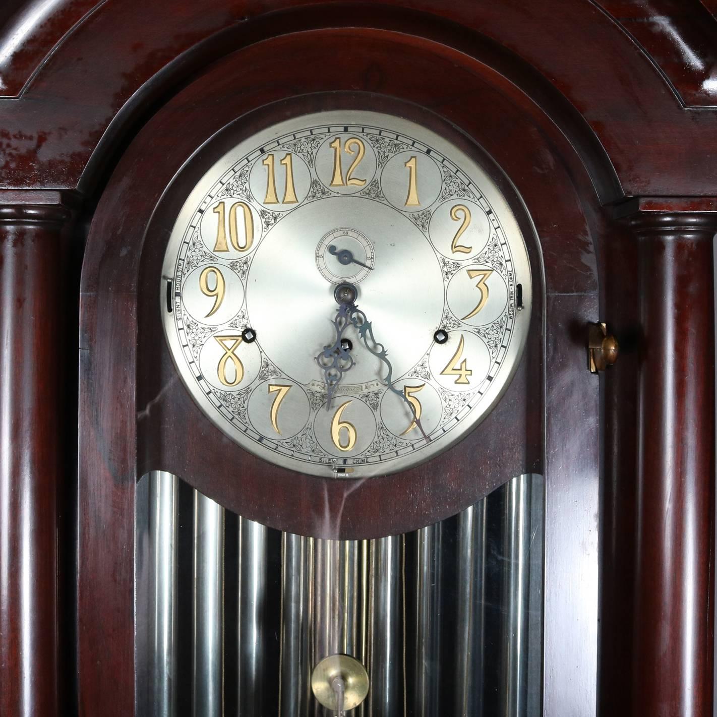 20th Century Antique American Empire Mahogany Jocques Long Case Clock, 19th Century