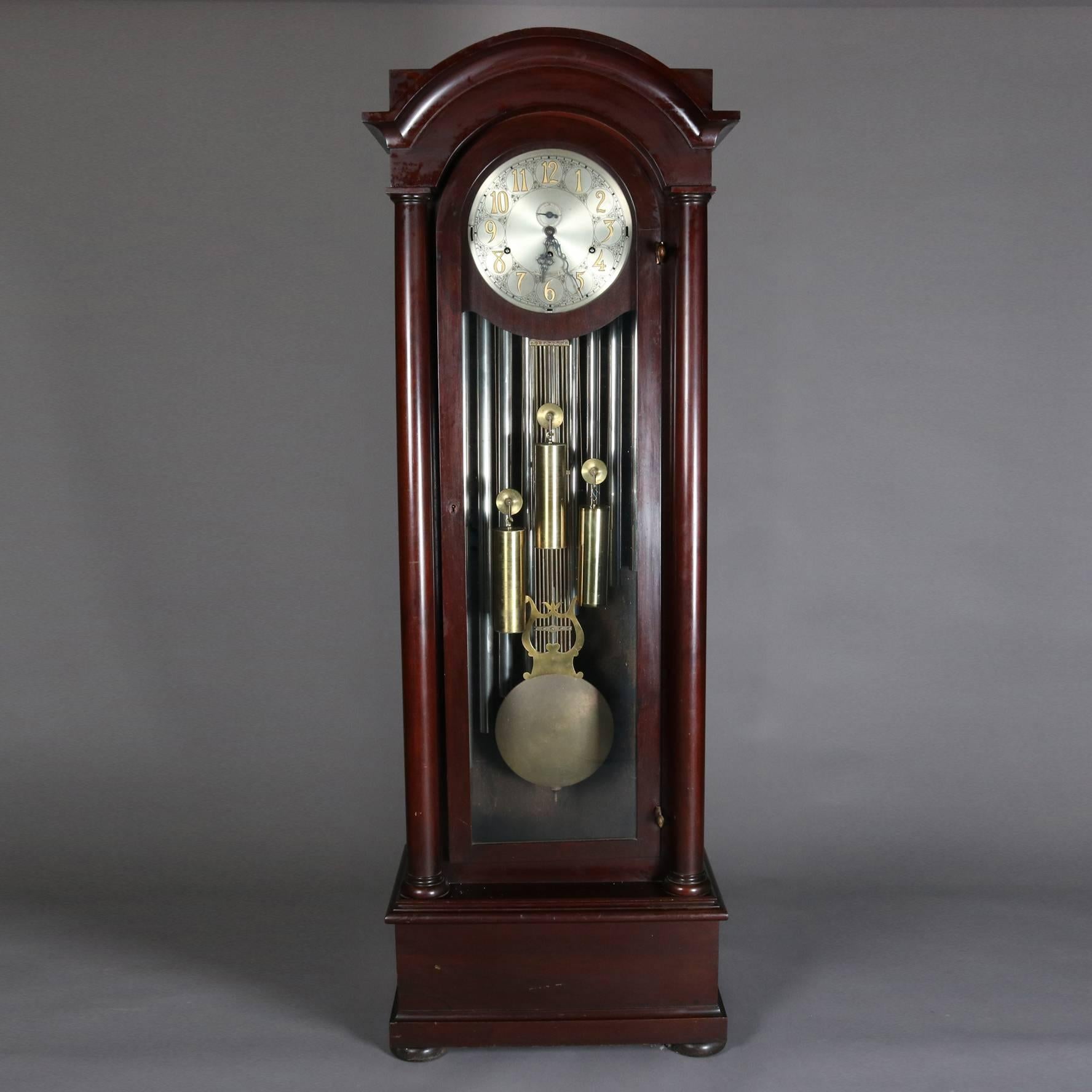 Antique American Empire Mahogany Jocques Long Case Clock, 19th Century 2
