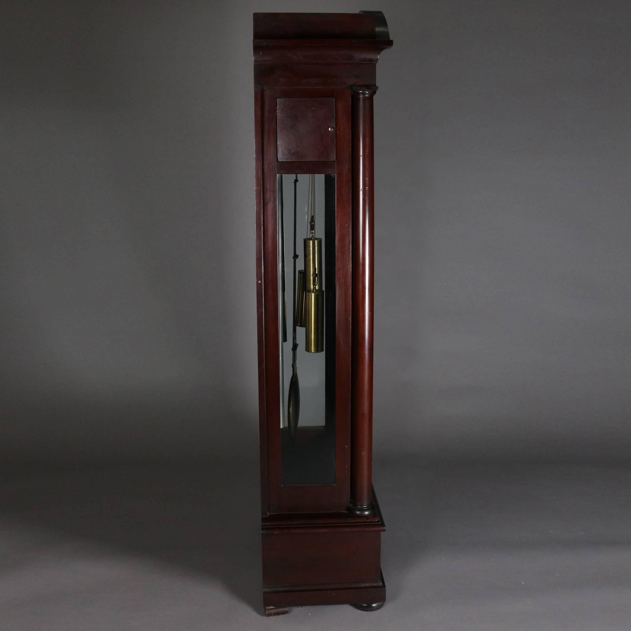 Antique American Empire Mahogany Jocques Long Case Clock, 19th Century 6