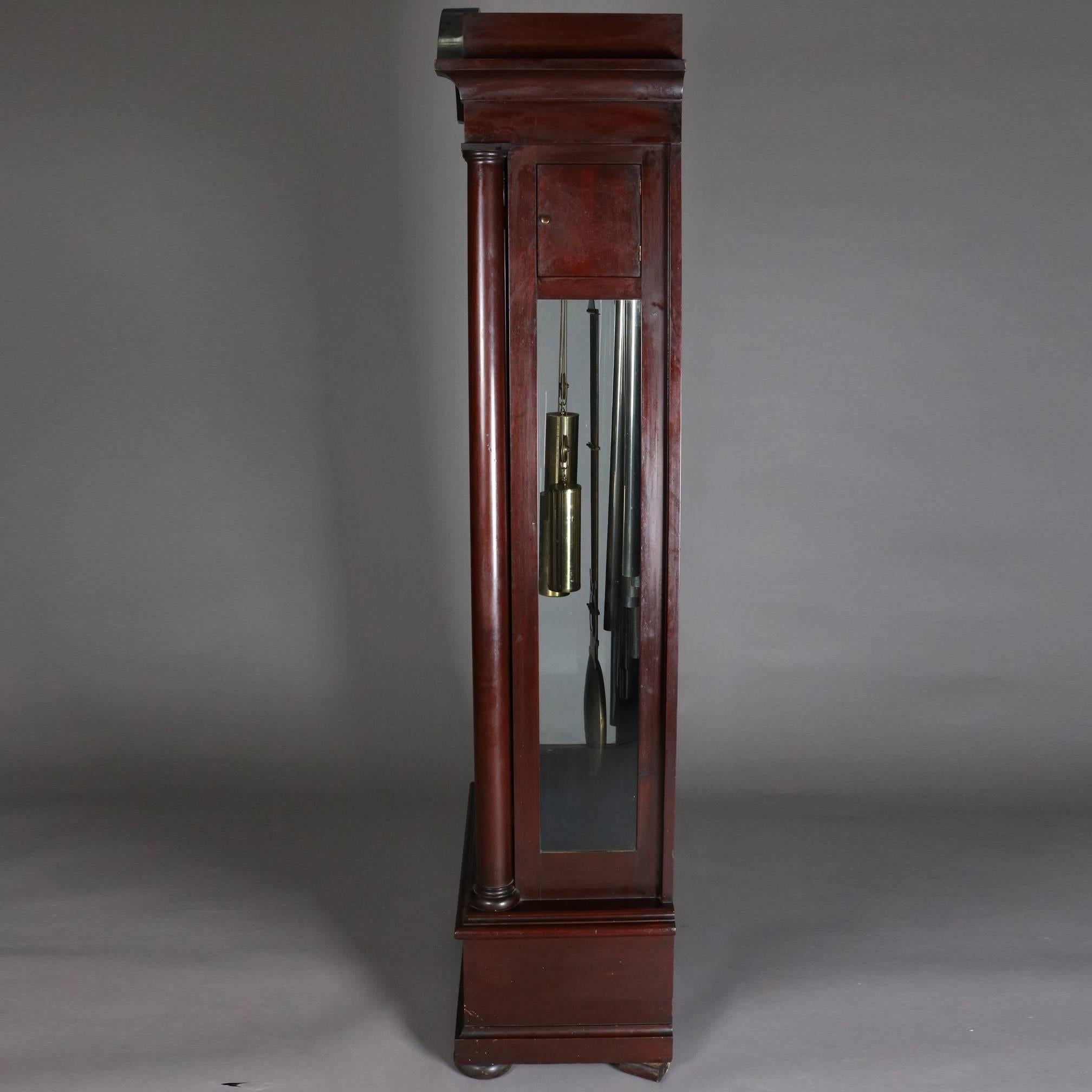 Antique American Empire Mahogany Jocques Long Case Clock, 19th Century 4